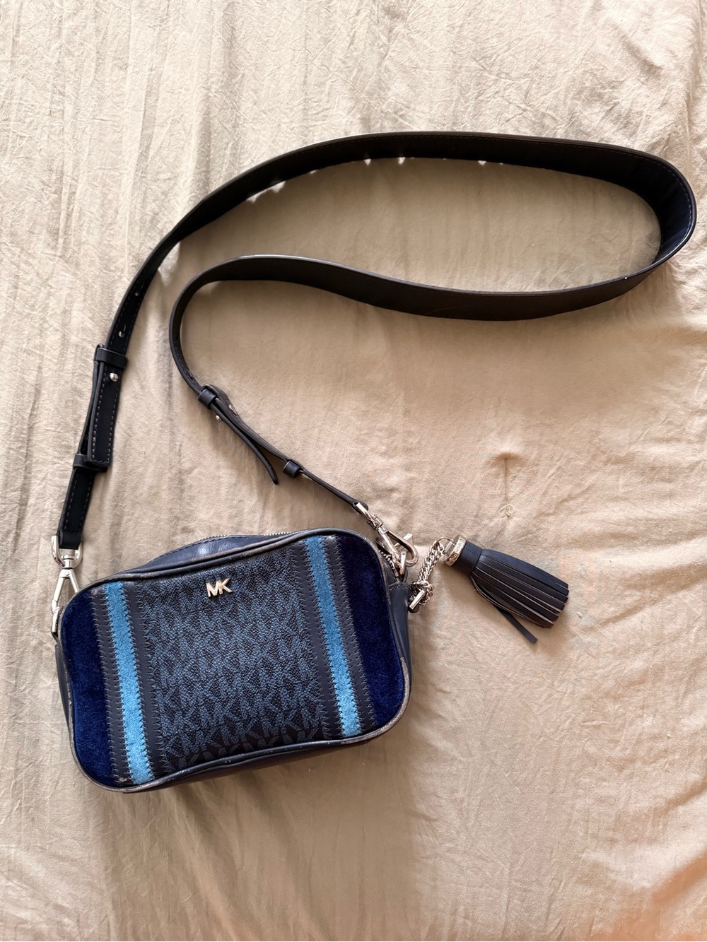 Michael Kors Blue & Navy Signature Crossbody with Tassel